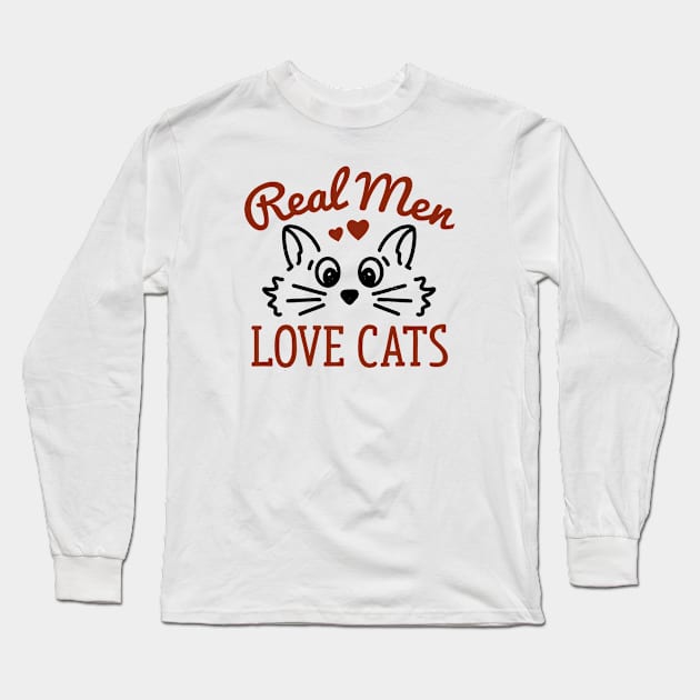 Real Men Love Cats Long Sleeve T-Shirt by LuckyFoxDesigns
